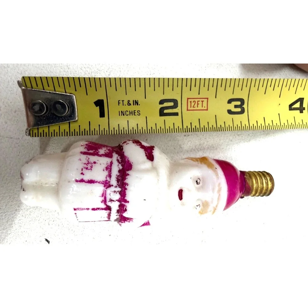 2x Vintage hand painted glass Santa‎ & Elf  light bulbs Christmas